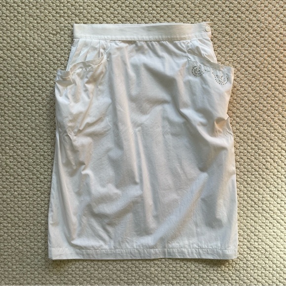 French vintage white cotton skirt with pockets - Picture 2 of 15